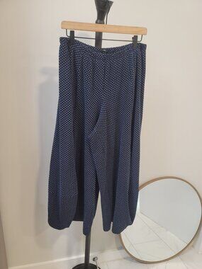 Ruti Slouchy Pants Womens Size 5 Navy Blue Wide Leg Cropped Cotton Twill Casual